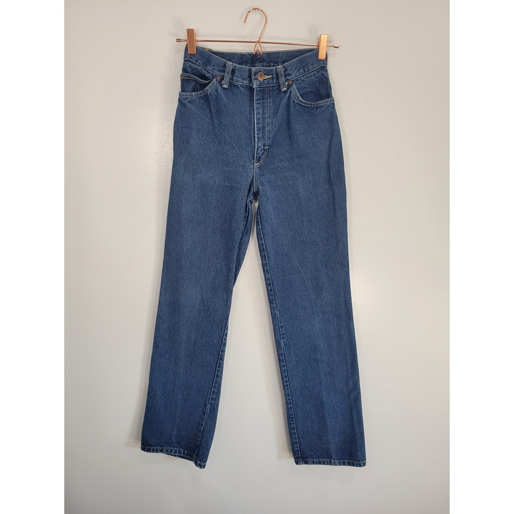 Vintage Stunts High Waisted Straight‎ Leg Blue Denim Jeans Made in USA 25 Waist